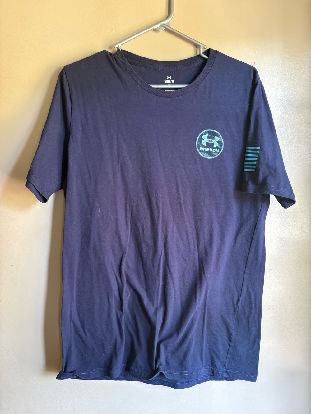 Under Armour Navy Short Sleeve Crew Tee with Teal Logo